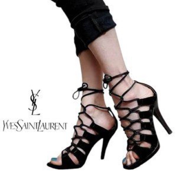 YSL Lace Up Leather Heels - Picture 5 of 7